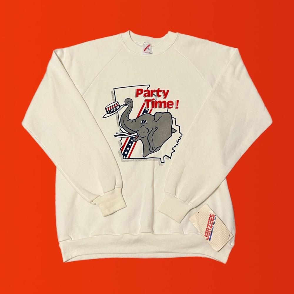 Vintage Jerzees White Sweatshirt GOP Party Time with Original Tags!!!!